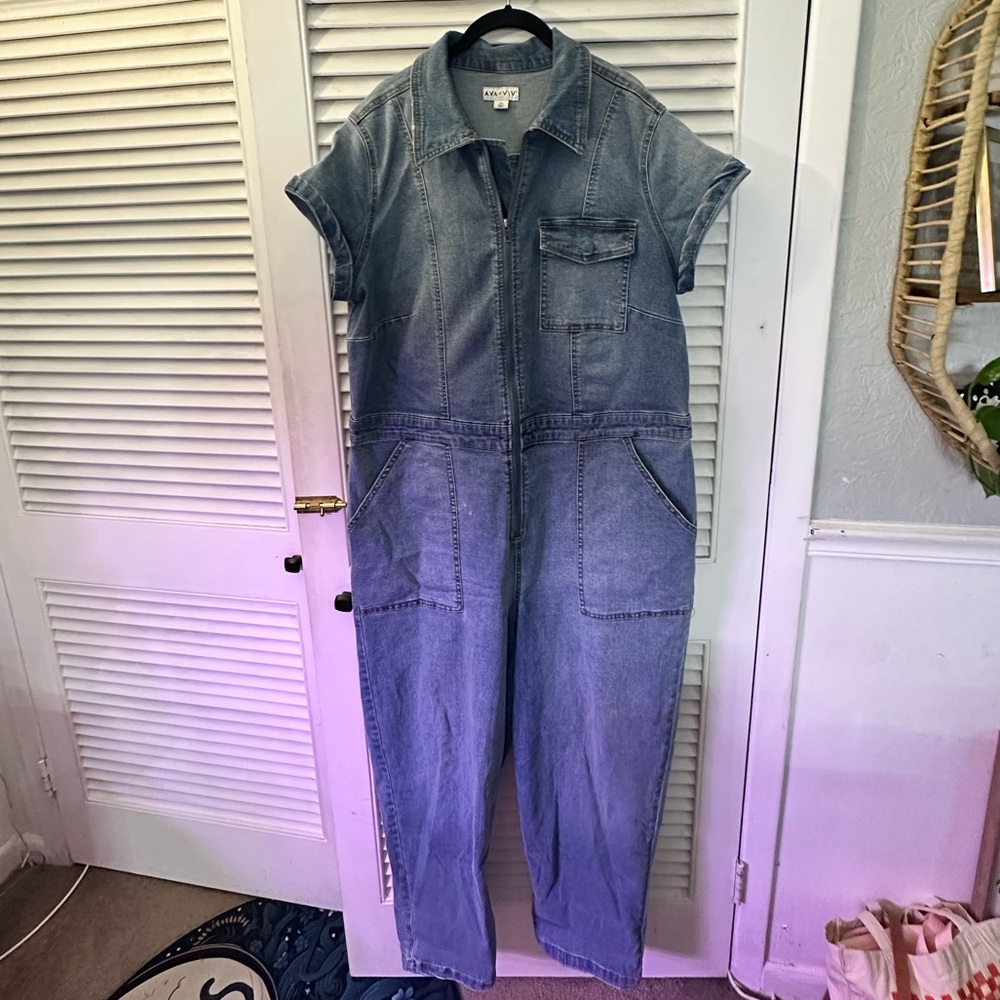 Ava & Viv Blue Denim Jumpsuit